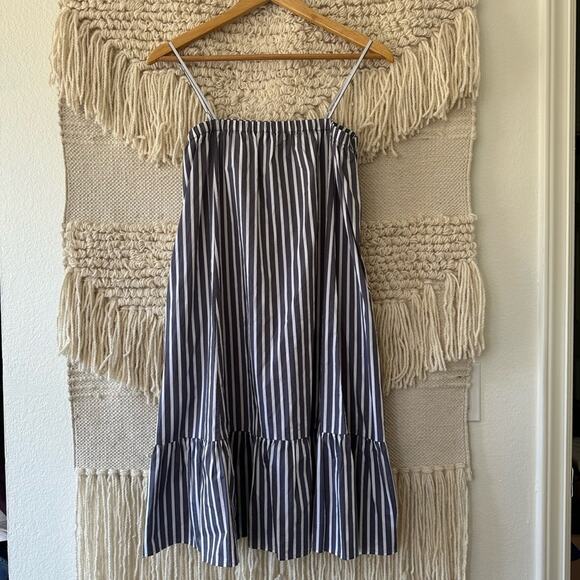 ATM Striped Cotton Poplin Tent Dress - Picture 1 of 8